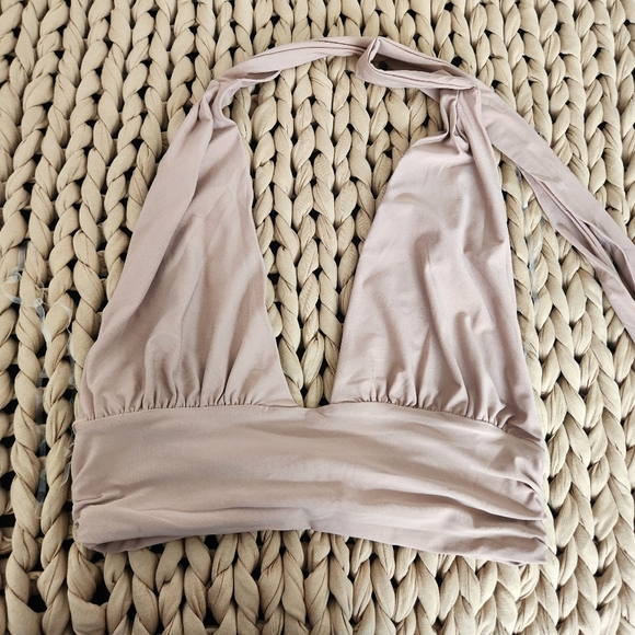 Tops - Elegant Women's Halter Bralette - Cream